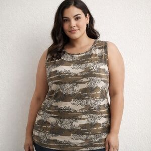 Addition Elle | Jersey Knit  Sleeveless Print Top